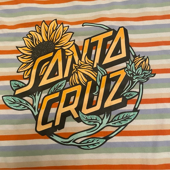 Santa Cruz Sunflower Dot Orange & White Stripe Long Sleeve T-Shirt Size M - Picture 8 of 9